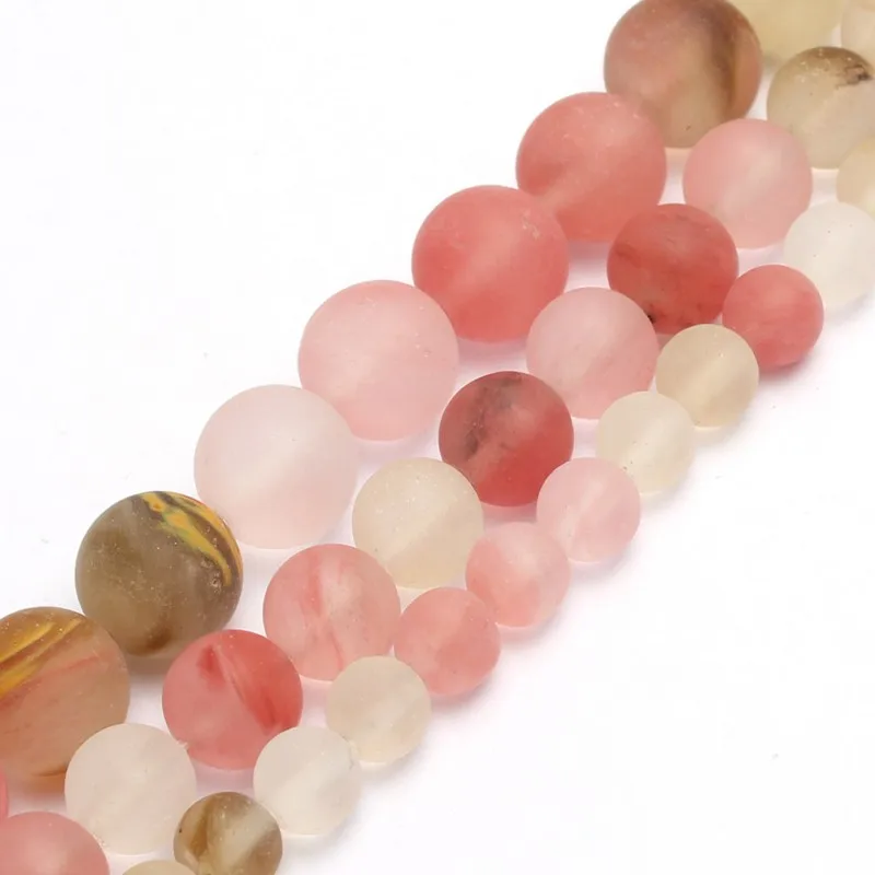 cherry quartz 4 мм 6 мм 8 мм 10 мм натуральный матовый морганит Агаты тигровый глаз камень Круглые бусины для самостоятельного изготовления ювелирных изделий браслет 15'' - Цвет: cherry quartz