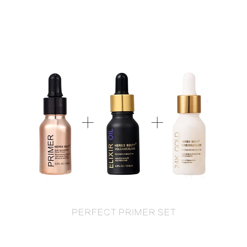 3 pcs set HERES B2UTY 24k розовое золото/масло-эликсир/контроль масла/невидимые поры основа для лица/праймер/основа для макияжа 5 шт - Цвет: 3 pcs set