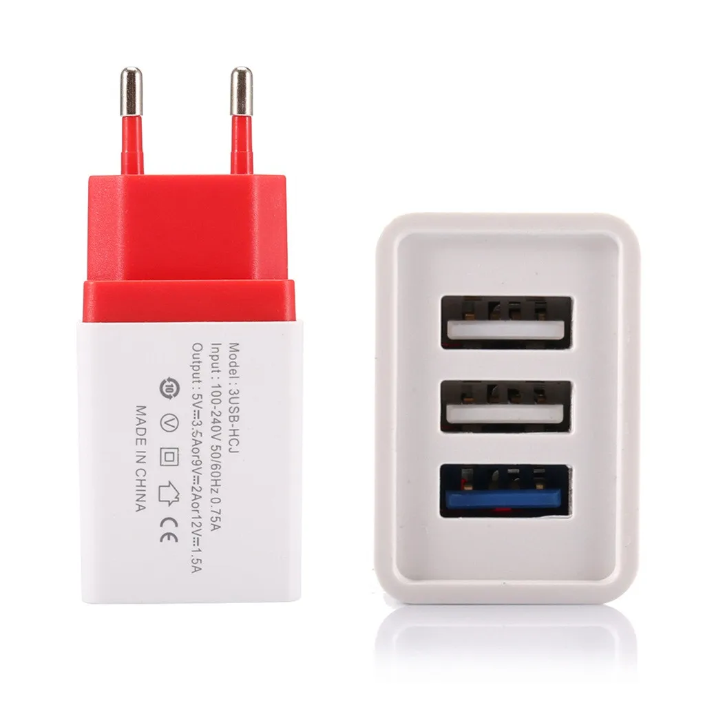 Binmer Новое мобильное зарядное устройство для телефона 5 V 2A 3 Зарядка с usb-разъемом для зарядки настенный адаптер штекера ярких цветов сбоку зарядное устройство для samsung S8 S9