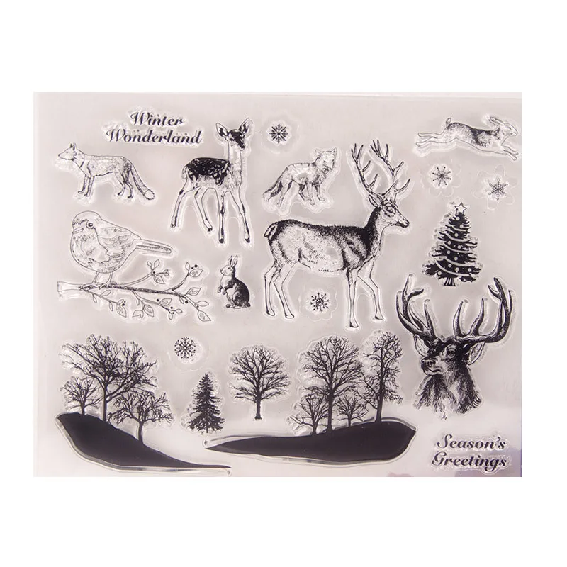 Прозрачные штампы с изображением лесных животных сделай сам альбом для открыток