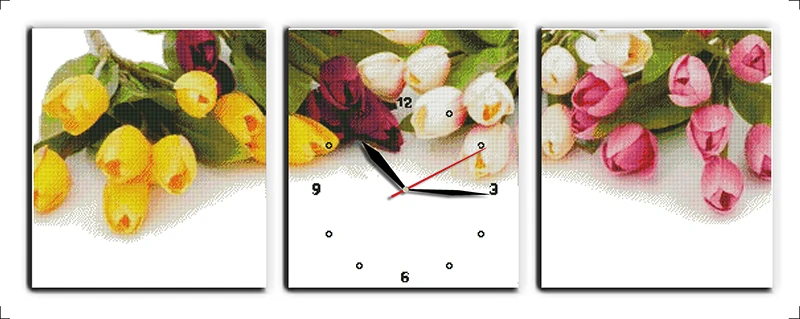 

Colorful Tulip cross stitch kit 14ct 11ct count print canvas wall clock stitching embroidery DIY handmade needlework