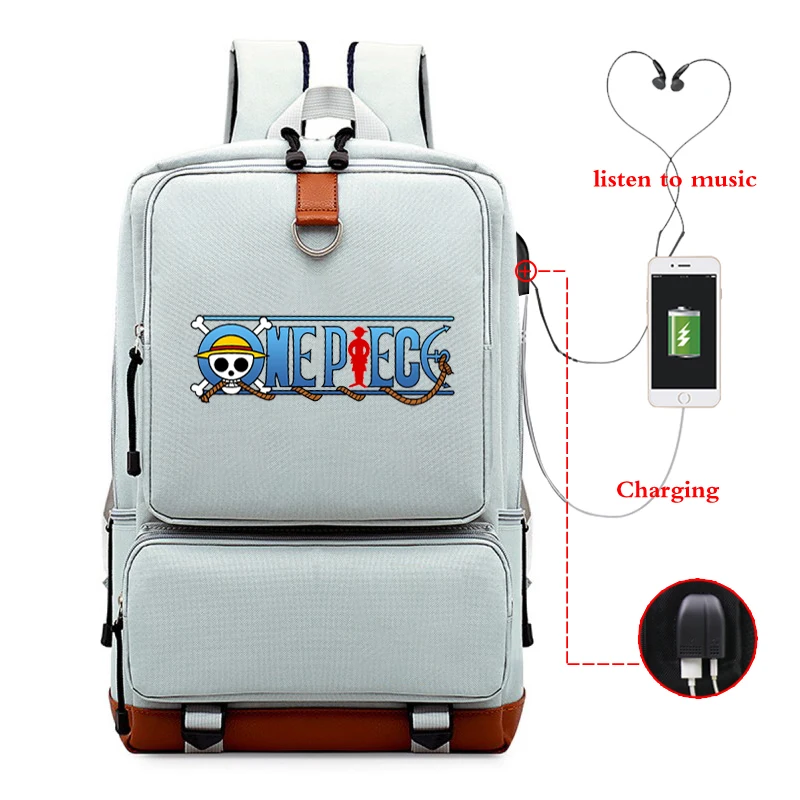 mochila mujer Рюкзак в японском стиле аниме one piece Рюкзаки большой емкости походный рюкзак для студентов сумка для компьютера зарядка через Usb рюкзак - Цвет: mochila mujer