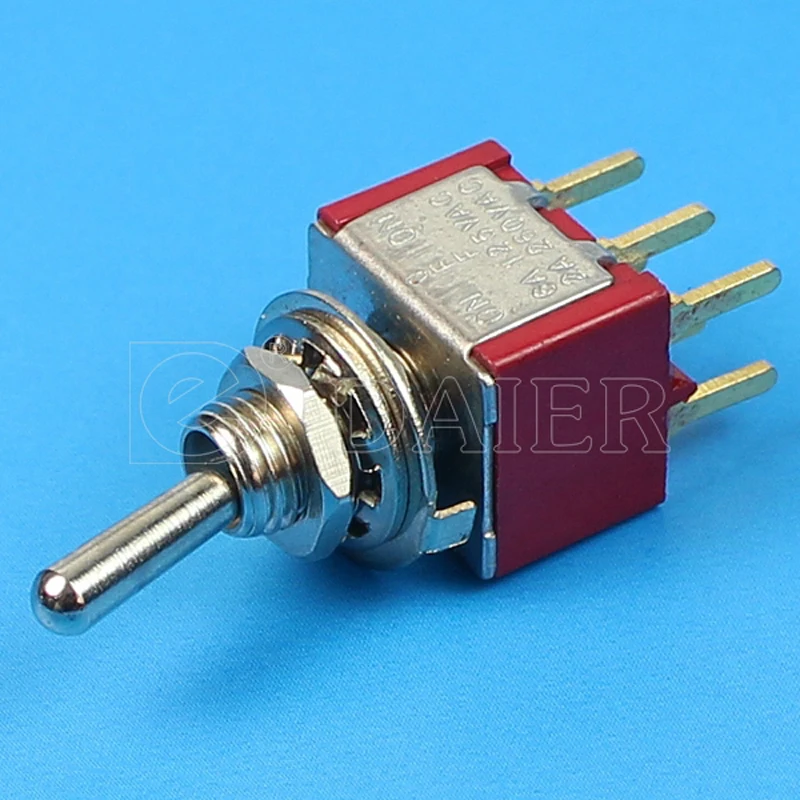 100 шт. M6X0.75 2A 250VAC миниатюрные тумблеры 6Pin вкл. Выкл. Вкл. 3 позиции 5A 125VAC 6 мм DPDT двухполюсный с печатной платой терминал