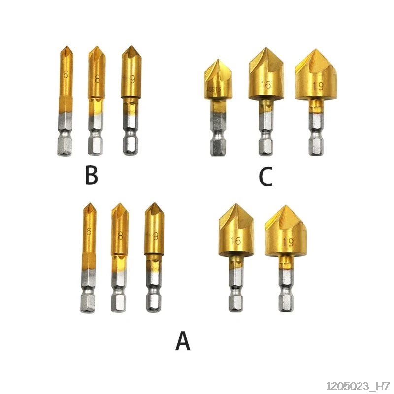 

HSS Chamfer Countersink Chamfer Drill Bit 1/4" Hex Shank 90 Degree Wood Chamfering Cutter
