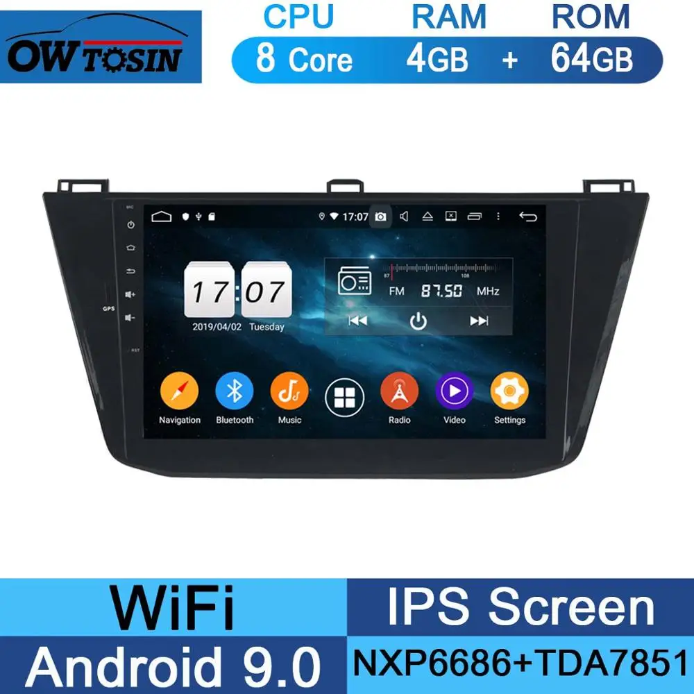 64G 10," ips 8 ядерный 4G+ 64G Android 9,0 автомобильный dvd-плеер для Фольксваген Tiguan L gps навигация радио попугай BT DSP - Цвет: 64G