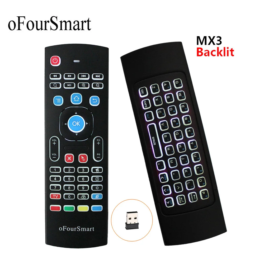 MX3-L Беспроводная Клавиатура Fly Air mouse с подсветкой 2,4G пульт дистанционного управления с подсветкой для Android tv Box проектор IR Learning Fly mouse