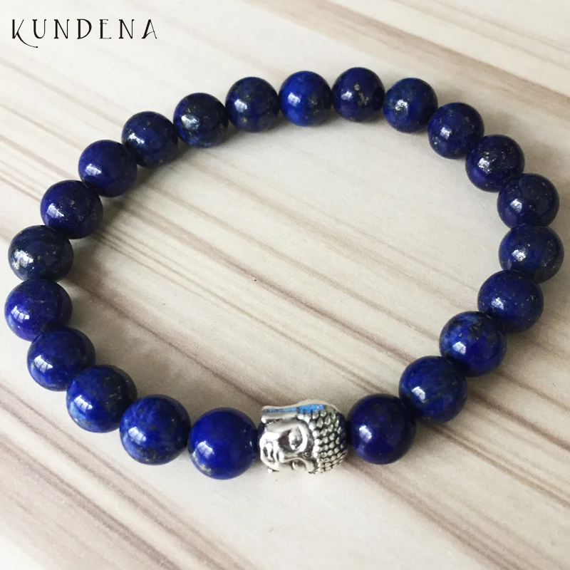 

Natural Stone Beaded Lapis Lazuli Buddha bracelet Men Strechy bracelets buddhist Yoga Mala bracelet