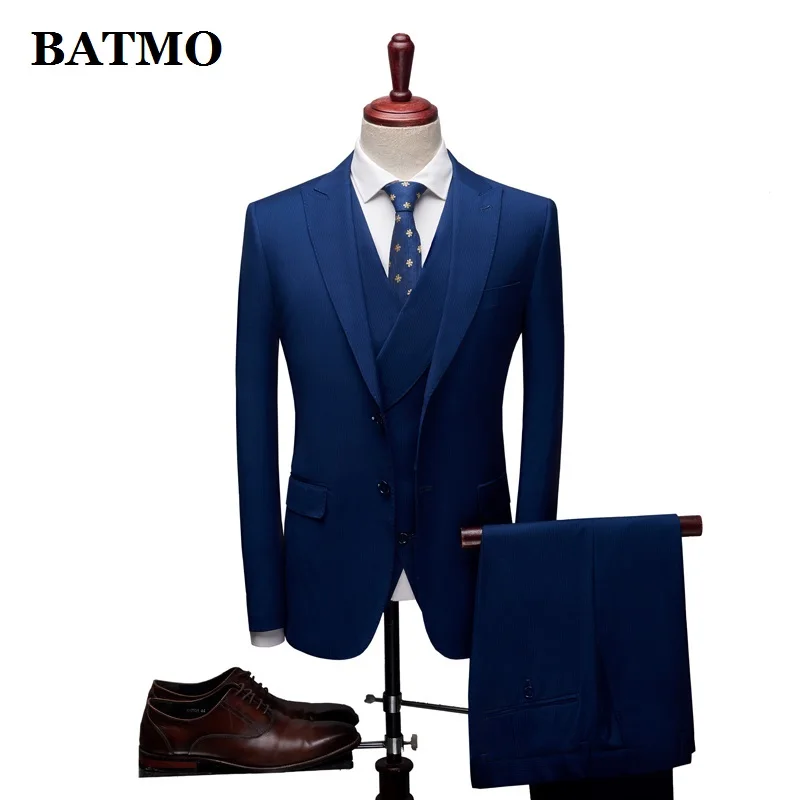 

BATMO 2019 new arrival high quality casual striped suits men,men's wedding dress,plus-size L-4XL,828