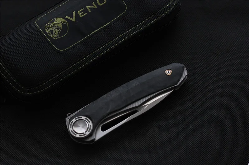 Складной нож VENOM HARPOON M390 TC4/CF с ручкой охотничьи ножи для кемпинга карманный