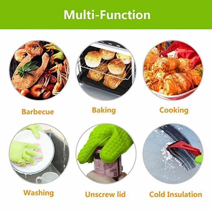 Новые силиконовые добавить хлопок барбекю для гриля перчатки двойные