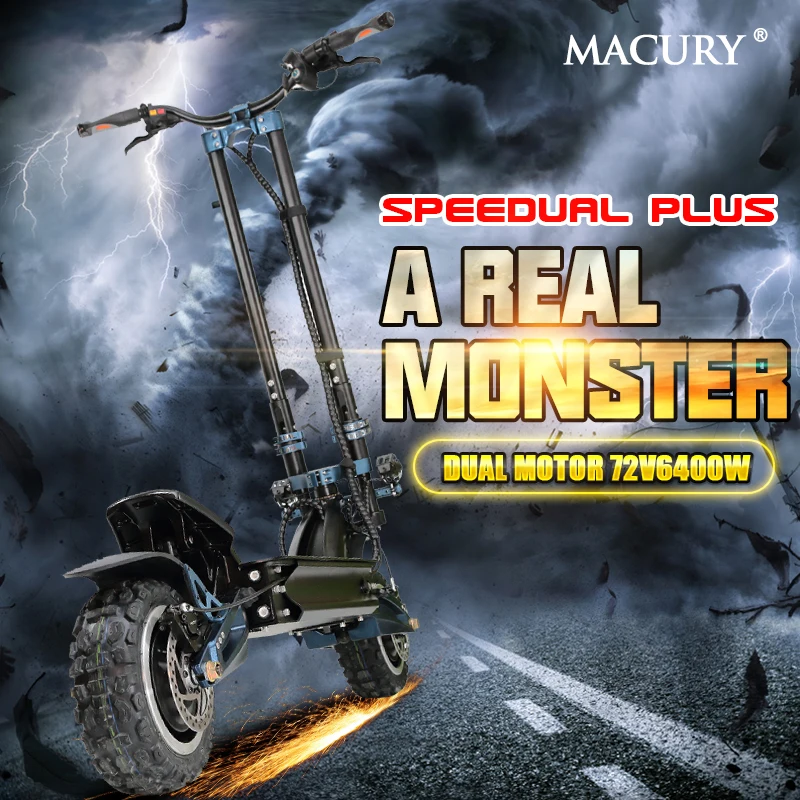 Macury Speedual Plus 11 дюймов двойной электроскутер 72 в 3200 Вт внедорожный E-скутер 110 км/ч двойной привод Zero 11X внедорожный