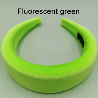 01 Fluorescent green Fioday, новинка, с принтом, толстые бархатные повязки для женщин, модные головные уборы, широкие пластиковые ободки для волос, ободки - Цвет: 01 Fluorescent green