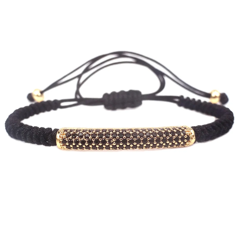 Мужские браслеты с серебряным покрытием и микрозакрепкой черные CZ круглые