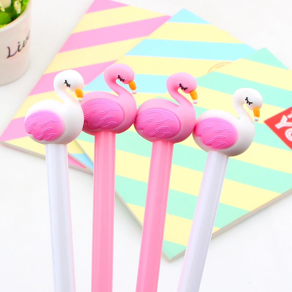 4 шт./лот Kawaii милый розовый Фламинго Лебедь гелевая ручка подпись Escolar Papelaria