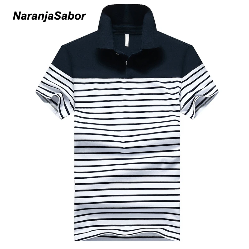 NaranjaSabor 4XL Для мужчин хлопок рубашки поло Фирменная летняя одежда s полосатый
