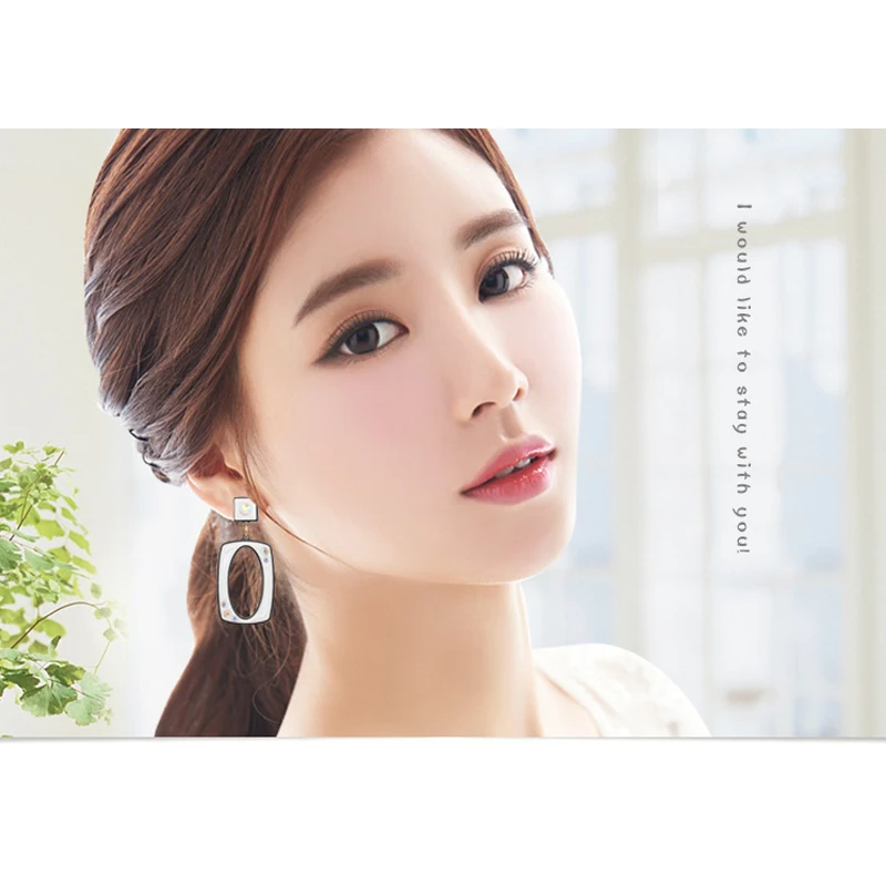 2018 New Fashion Summer Acetate Square Temperament Drop Earrings Elegant Crystal Opal Dangle For Women Girls Sweet Gift | Украшения и