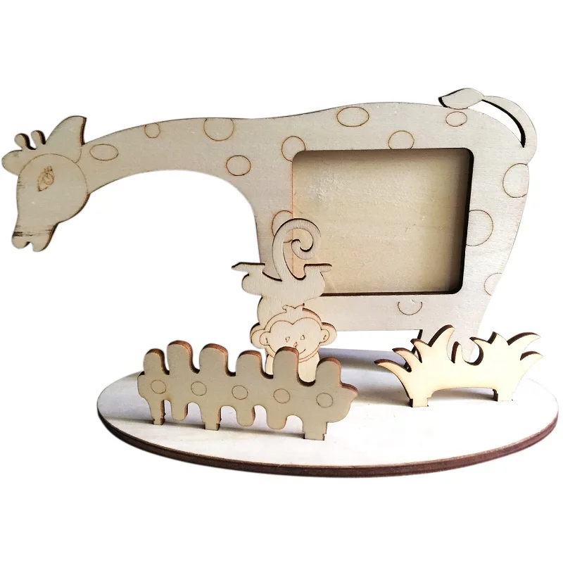 Long Deer DIY деревянные, с животными из мультиков фоторамка пчела Жираф картина рамка украшение, арт-поделка для дома ребенок душ день рождения поставка - Цвет: Long Deer