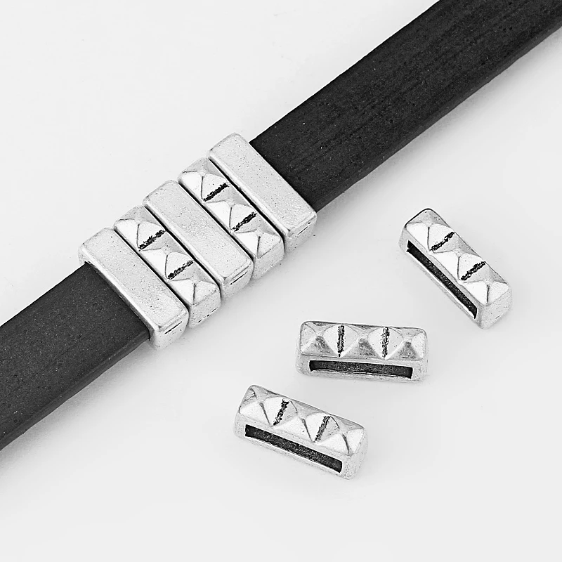 

10pcs Raised Slider Spacers Charms beads For 10*2mm Flat Leather Cord diy bracelet jewelry making