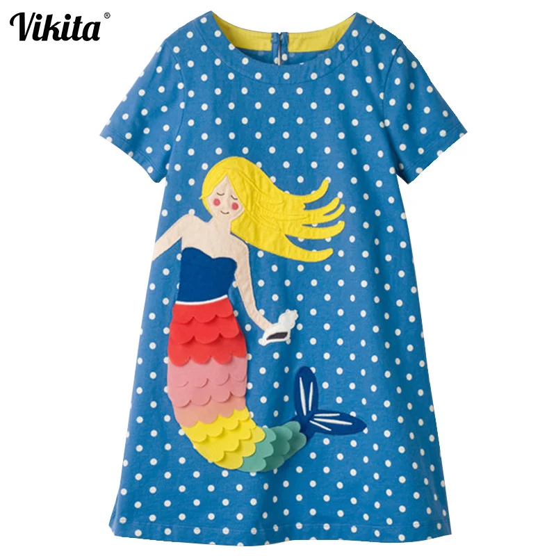 VIKITA/летнее платье для девочек хлопковые платья с короткими рукавами детское