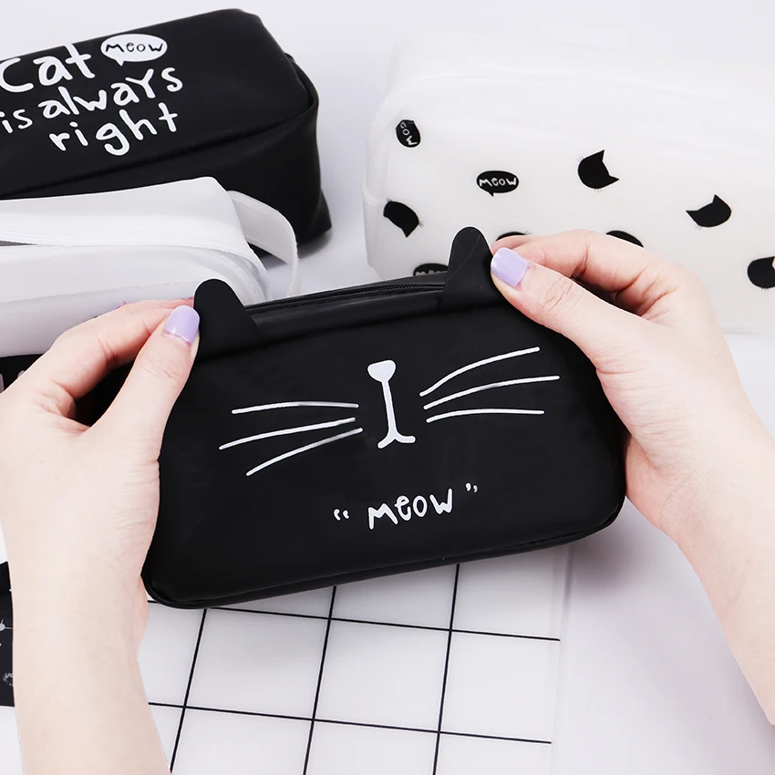 Хорошо 1 шт. Kawaii с рисунком кошка силикагель случай супер большой Ёмкость