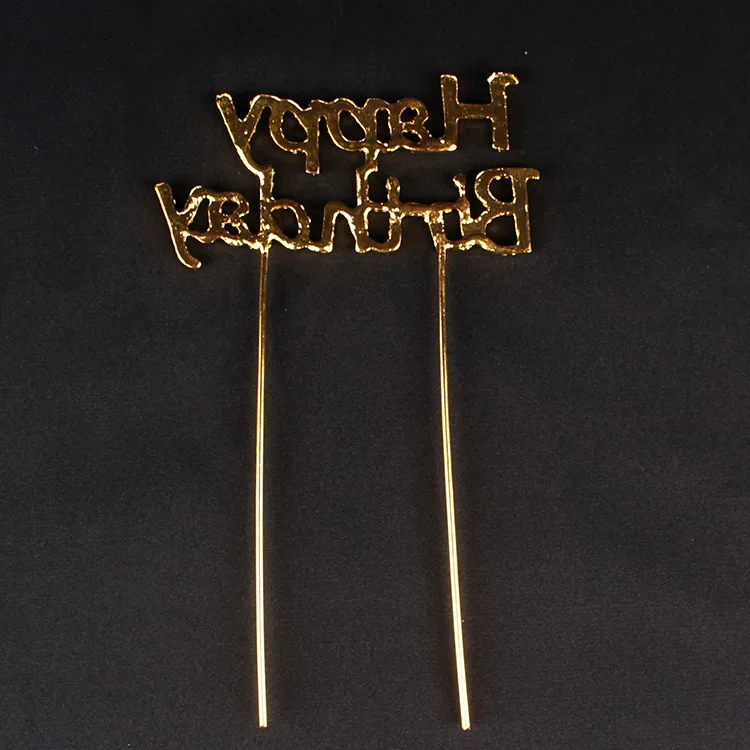 Сплав с кристаллами Топпер для торта С Днем Рождения имитация золотого и