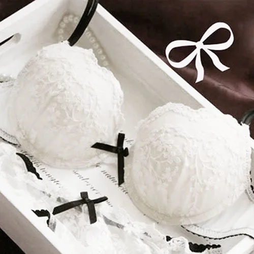 Women Sexy Lace Flower Embroider Bow Decor Push Up Bra Set Knickers Lingerie New Arrival Hot Sale | Женская одежда
