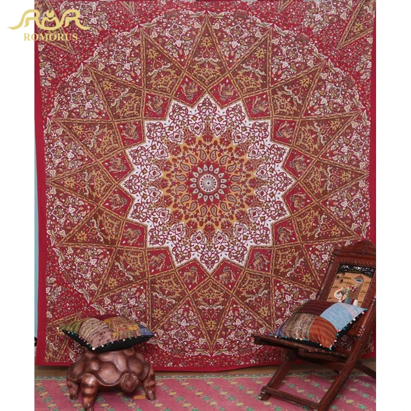 Гобелен ROMORUS с мандалой настенный гобелен в стиле бохо 148x148 см декоративный виде