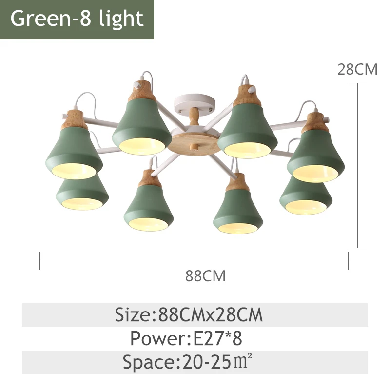 Green 8light TRAZOS Lustre деревянная люстра для Железный Абажур для гостиной светодиодный Люстра Освещение Люстры Para Sala De Jantar домашняя лампа - Цвет абажура: Green 8light