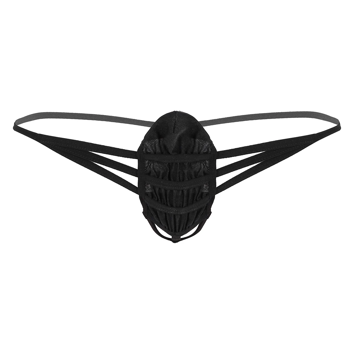Black Sissy мужское горячее белье, низкая посадка, прозрачная сетка, пенис, оболочка, Т-образная спина, качок, ремни, стринги, трусы, нижнее белье, сексуальные мужские трусики - Цвет: Black