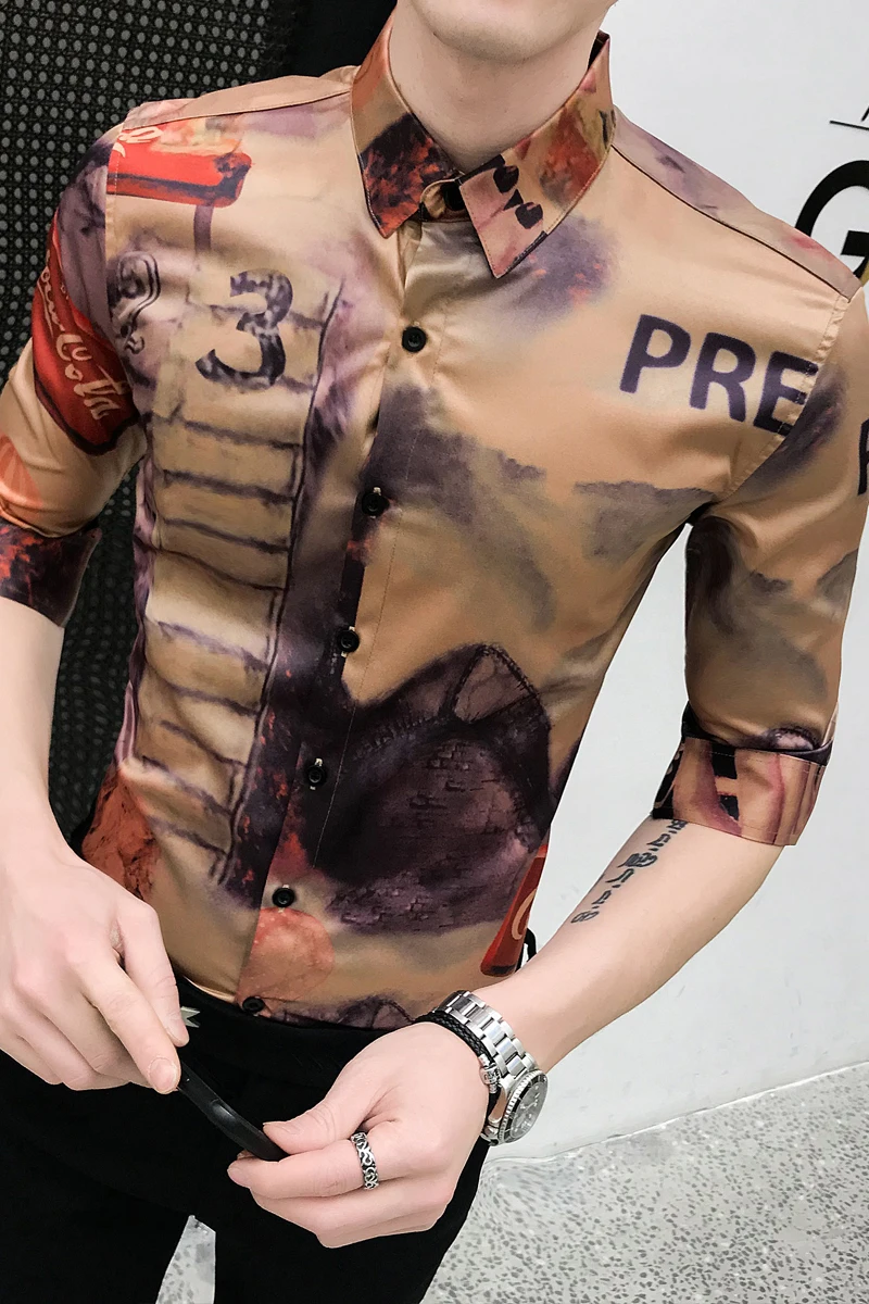 Летние мужские модные рубашки с принтом для Мужская рубашка Гавайский Camisa Hombre