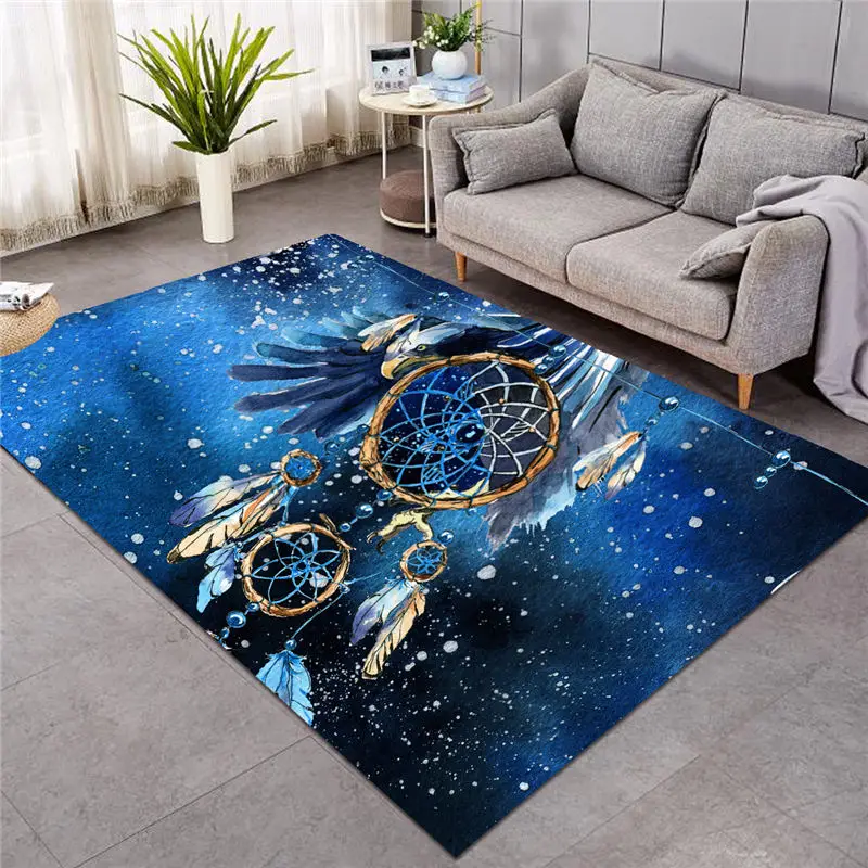 1 Постельные принадлежности Outlet Dreamcatcher большие ковры мягкий синий коврик нескользящий Белоголовый Орлан прямоугольный напольный коврик Богемия домашний декор Tapete - Цвет: 1