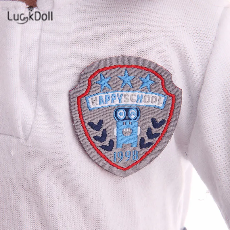 LUCKDOLL маленькой девочки, школьная униформа, гребень+ зеркало, 2 флаконы для духов, 2 щипцы для завивки волос, расческа, ракетка для игры в бадминтон, для 18 дюймов американская кукла