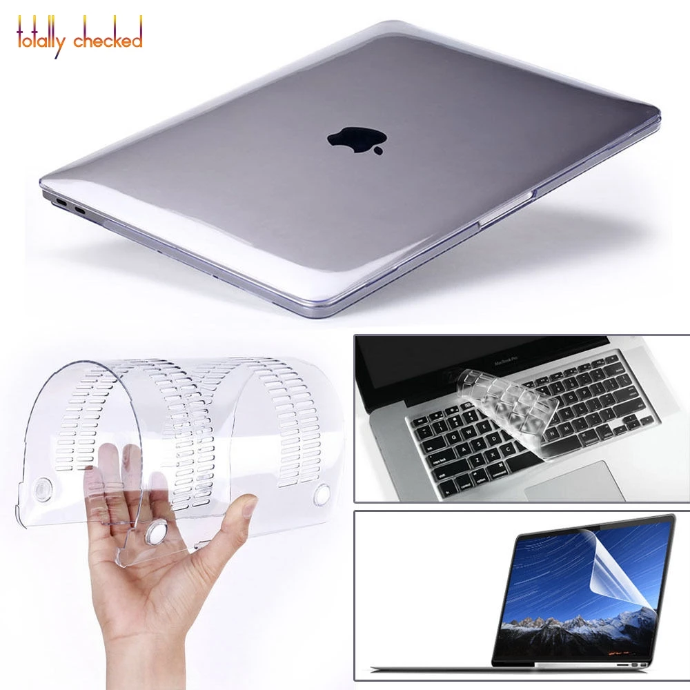 3 в 1 прозрачный жесткий чехол + для клавиатуры MacBook Air Pro 13 11 Retina 15 touch bar 2018 2017 2016 2012