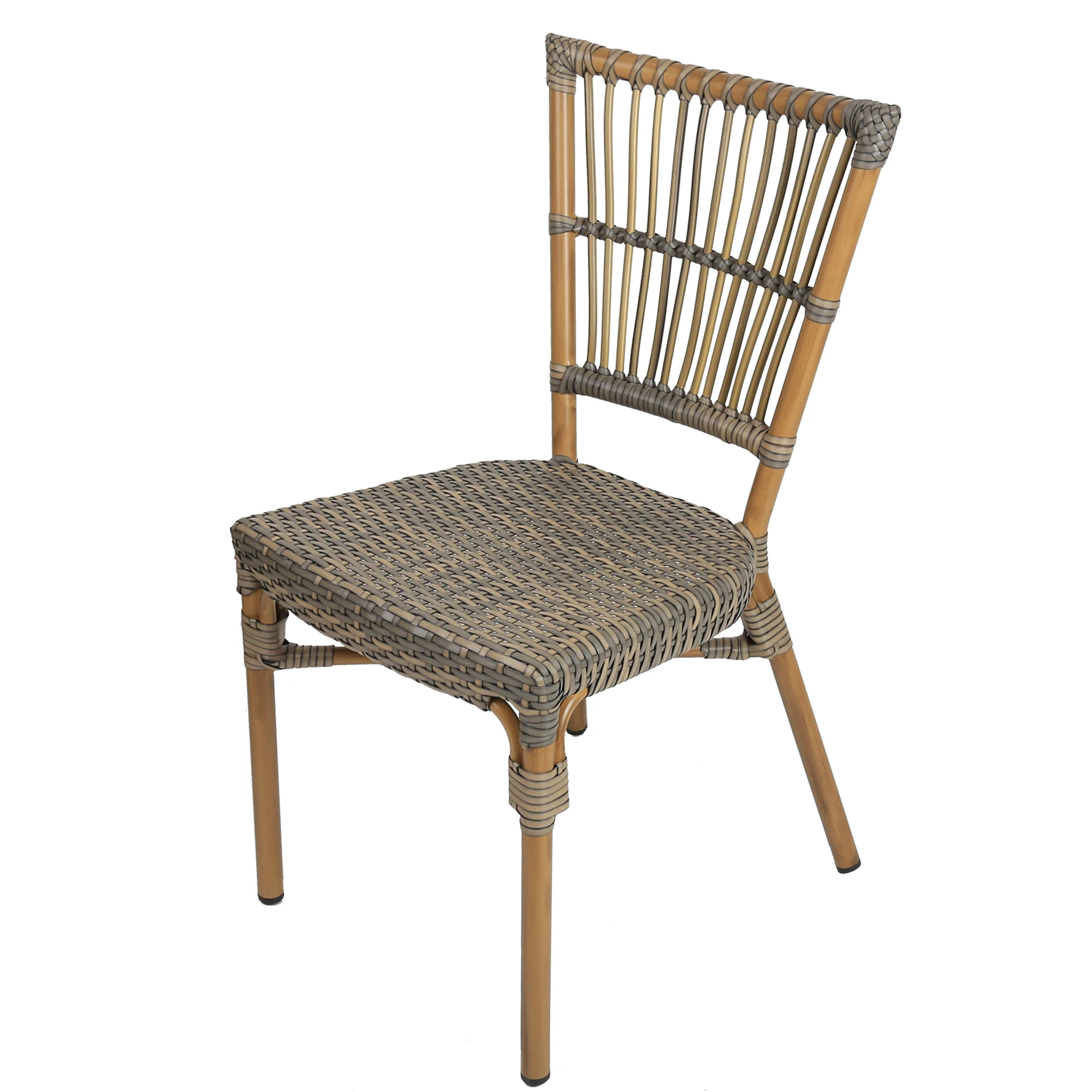

2 Piece Patio Rattan Wicker Chair, Indoor Outdoor Use Garden Lawn Backyard Bistro Cafe Stack Chair,All Weather Resistant