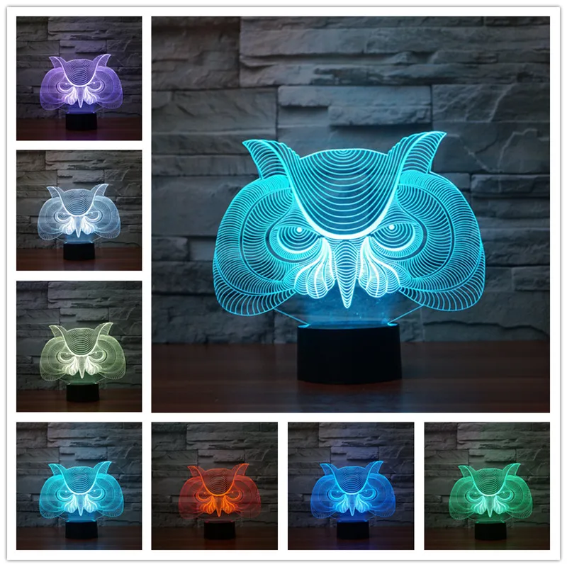 3d ночник в виде совы Rgb сменная лампа для настроения светодиодный светильник