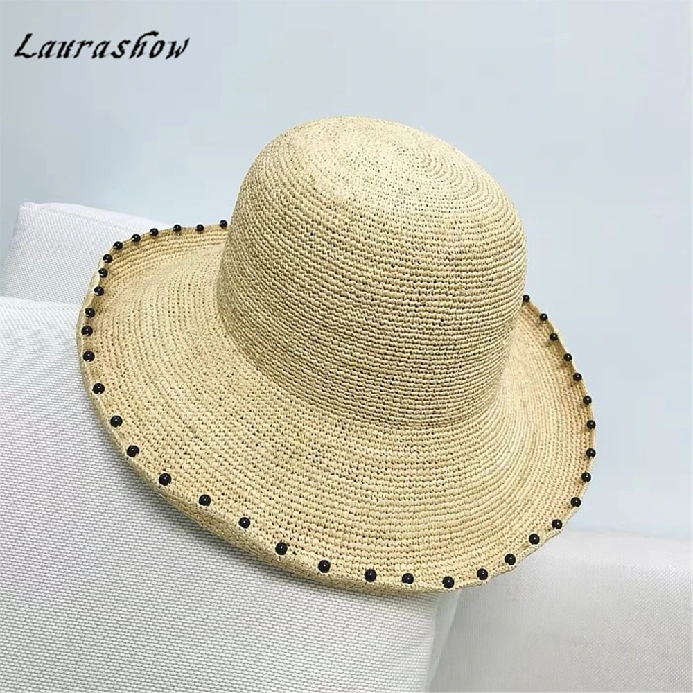 Laurashow 2019 большой край дамы летние соломенные из пальмового волокна шляпа для