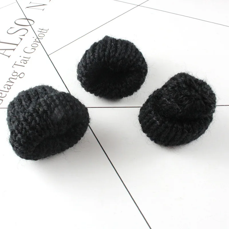 Black 20 шт. Милая Мини вязаная шляпа DIY кукла декоративные принадлежности для телефона сумка для одежды художественный материал для взрослых серьги для изготовления небольших шапок - Цвет: Black