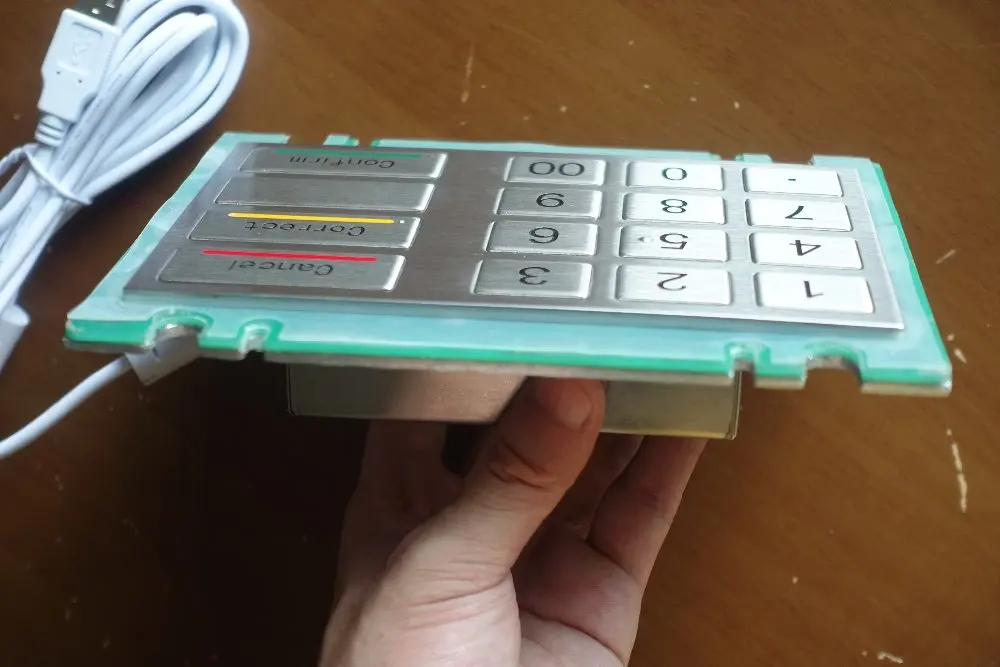 16 ATM тип ключа кнопка ruggedised IK07 антивандальная и водонепроницаемая IP65 металлическая цифровая клавиатура с плоские ключи и USB/PS2