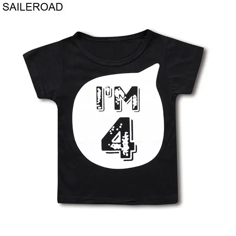 SAILEROAD I AM 1 2 3 4 5 6 Письмо детские футболки для девочек Мальчики с коротким рукавом