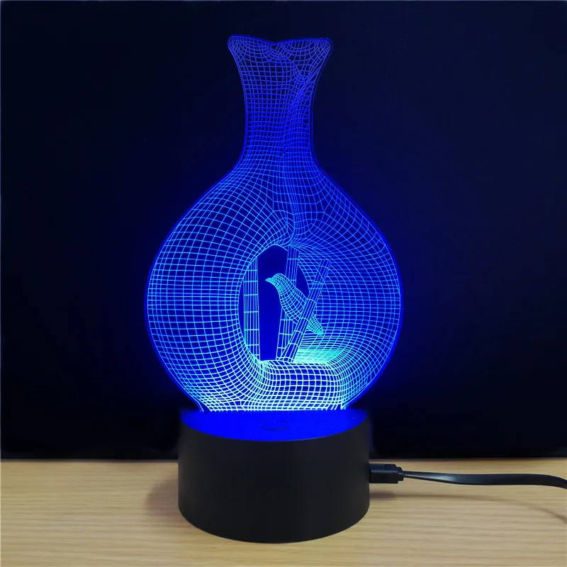 3D иллюзия Цветочная ваза лампа ночник электрогитара модель Иллюзия светодиодный