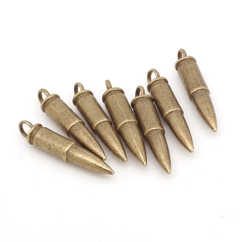 Antique Bronze Metal Zinc Alloy Military Weapon Bullet Charms Pendant for Jewelry Making Wholesale 12pcs/lot 7*35mm 8257 | Украшения и