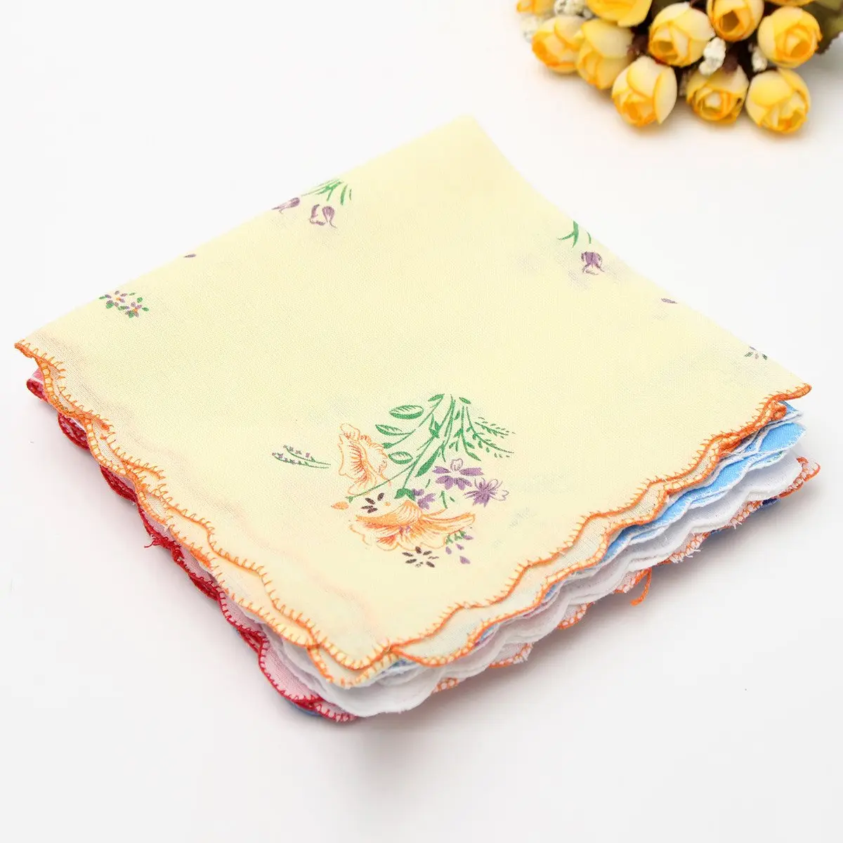 Цветочные носовые платки для женщин 12 шт./лот смешанные женские неидеальные