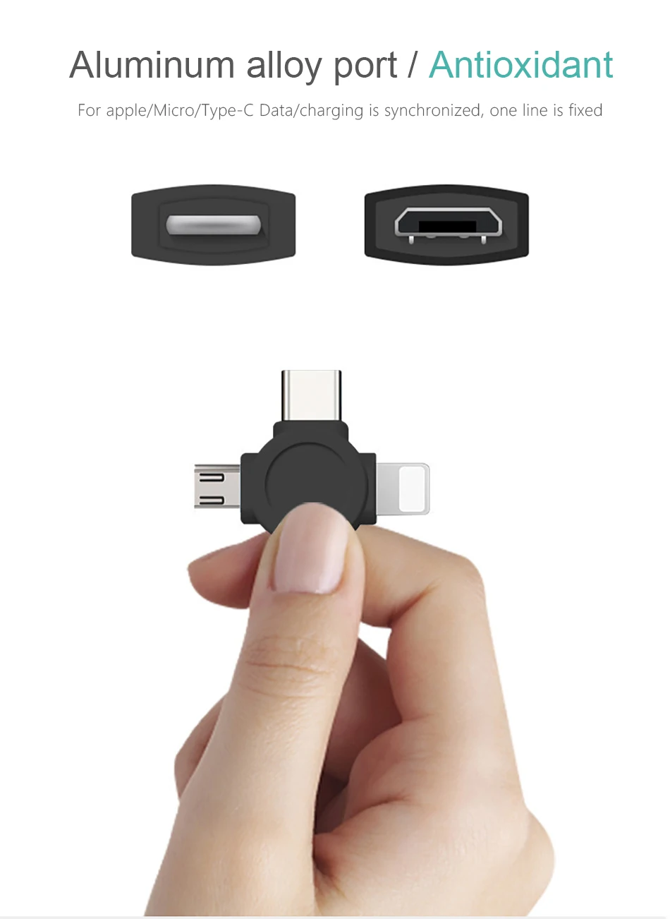 ACCEZZ 3 в 1 USB кабель для зарядки и передачи данных освещение для iPhone 7 XR XS Max X 8 Pin Micro usb type C для samsung Xiaomi телефонные кабели