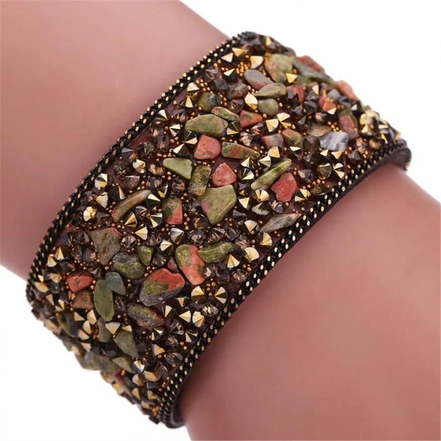 Браслеты из воловьей кожи с кристаллами 222510|wrist chain|bracelet braceletstone bracelet |