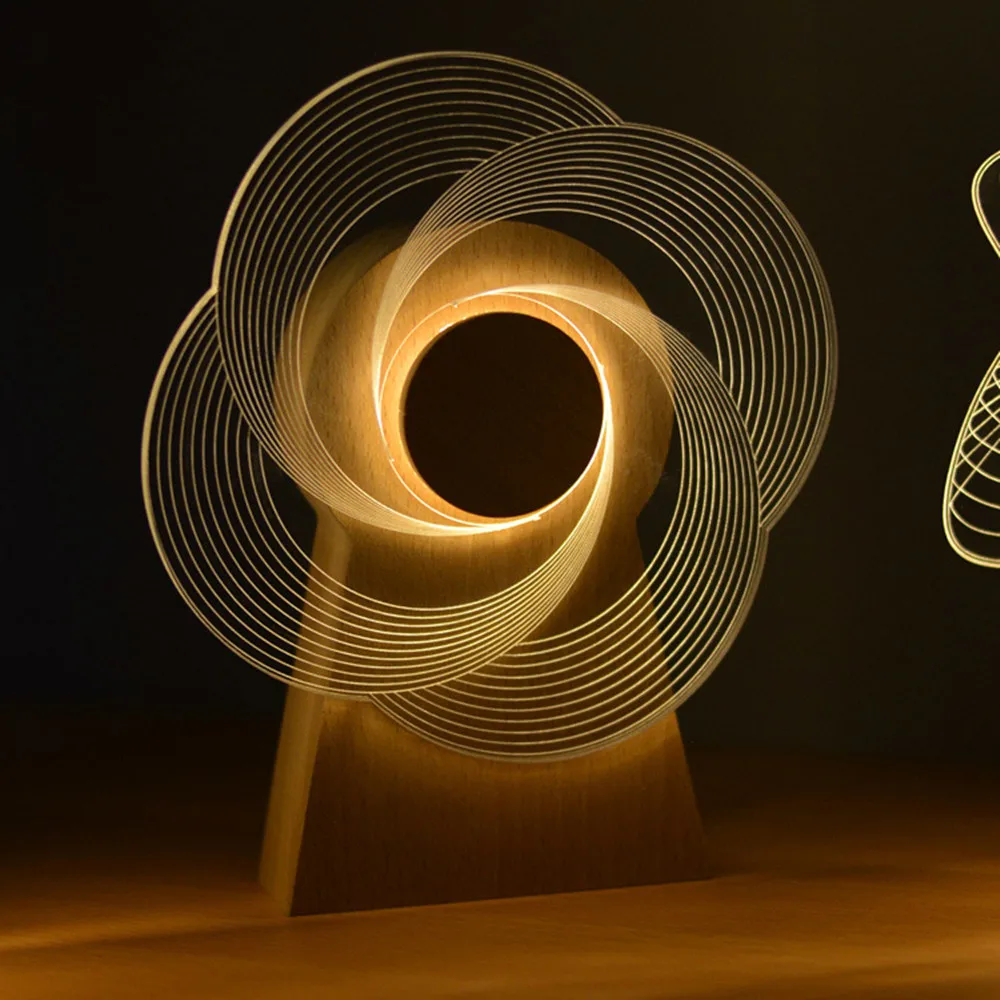 Фото USB питание 3D ветряная мельница светильник деревянная вращающаяся музыкальная шкатулка креативный подарок настольная Лампа Домашнее насто... №4