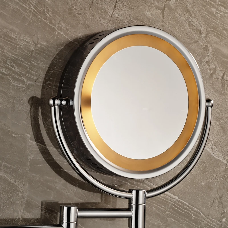 Роскошное хромированное Латунное косметическое зеркало для ванной комнаты лупа