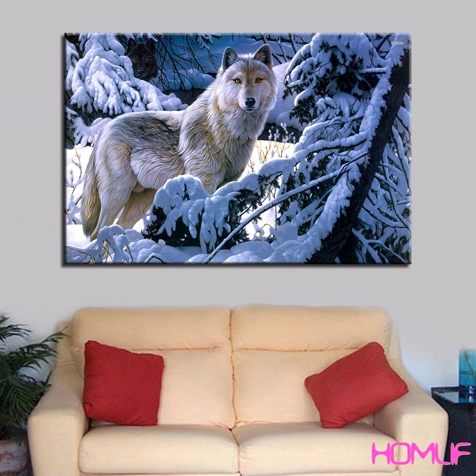 diamond painting Animal Wolf Snow Home Decor embroidery sale stitch beadwork mosaic rhinestones pictures | Дом и сад