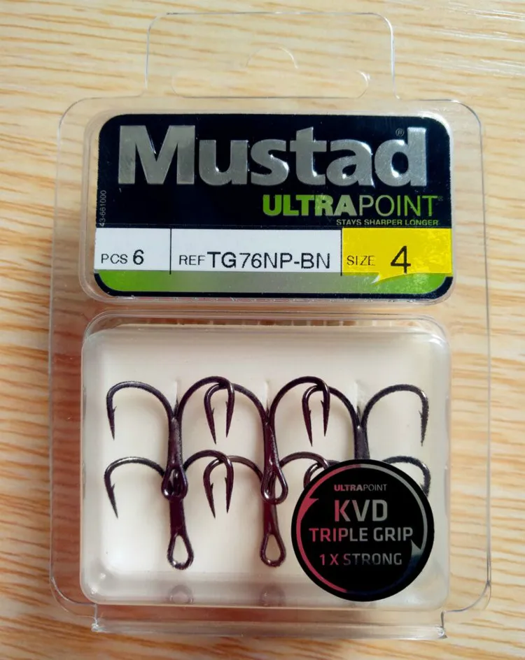 Mustad тройные Крючки TG76NP-BN KVD крючки сильные острые колючие крючки Mustad Крючки из высокоуглеродистой стали спички Кривошип VIB Рыбалка pesca