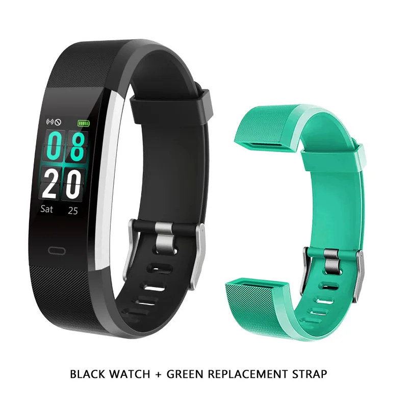BK n GN Strap VERYFiTEK ID115 Pro цветной Ccreen смарт-браслет для йоги, кардио, пульсометра, браслет IP68 Водонепроницаемый F tness браслет Pk Fit Bit - Цвет: BK n GN Strap