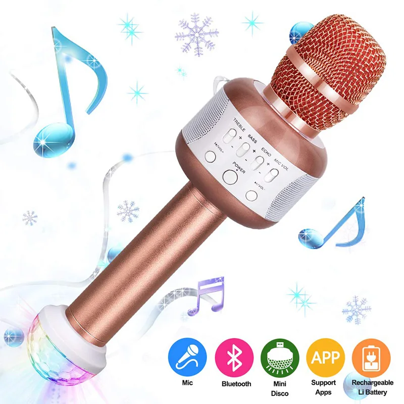 Микрофон для караоке портативный ручной беспроводной с bluetooth-динамиком